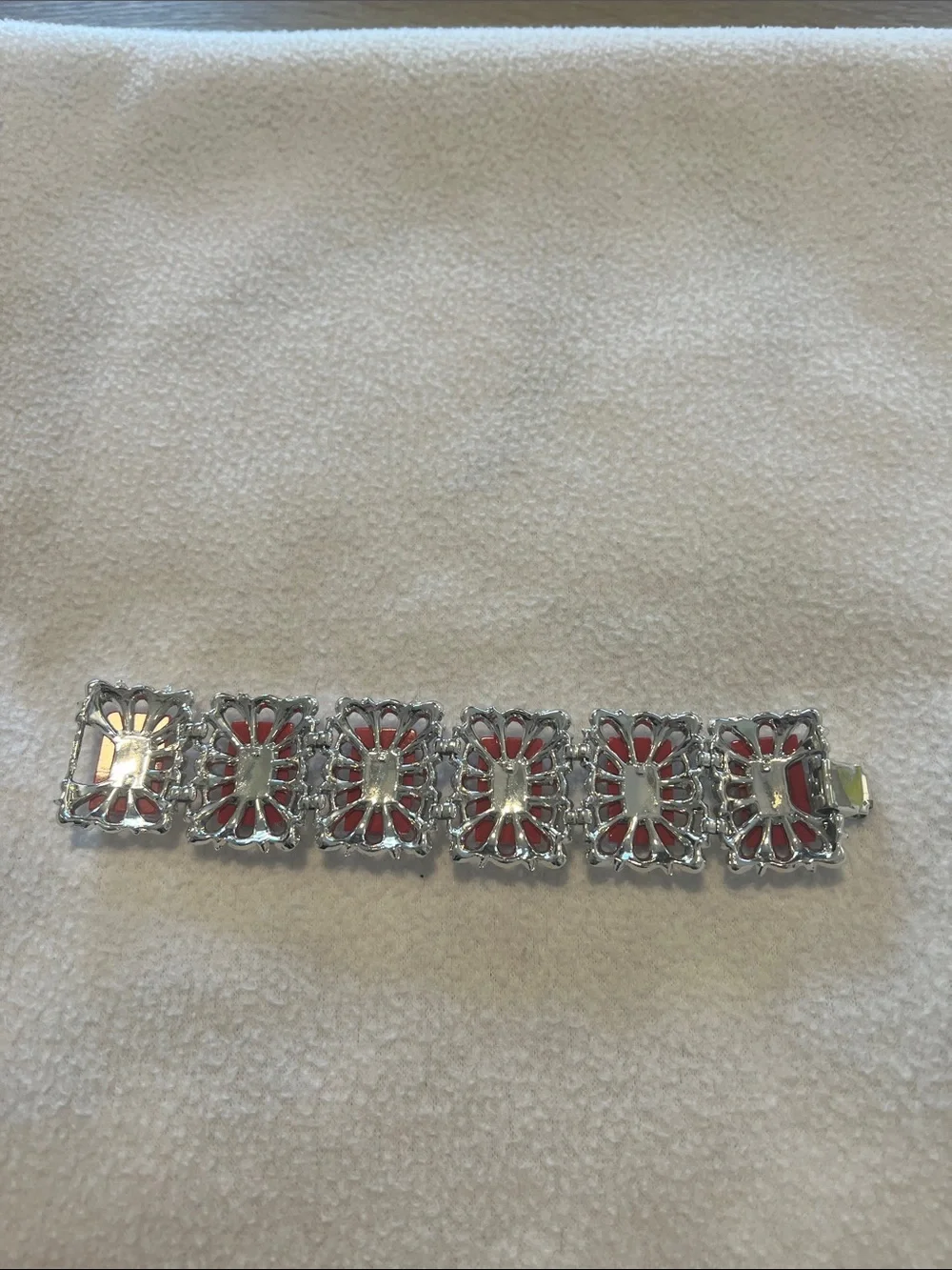 Gorgeous Red and Silver Statement Bracelet - Picture 7 of 13
